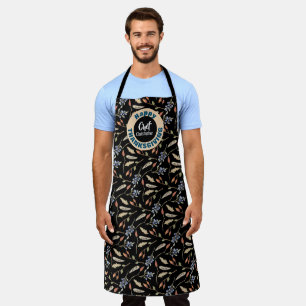 Fall Theme on Black  Editable   Happy Thanksgiving Apron