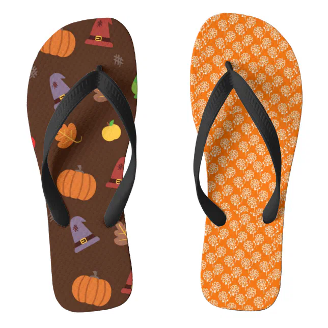 Fall Theme Two Print Flip Flops 