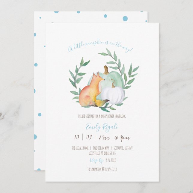 Fall Themed Baby Shower Invitation (Front/Back)