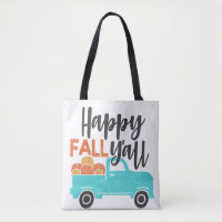 Fall Themed Bag with Blue Truck and Pumpkins