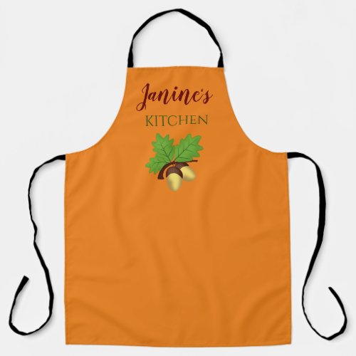 Fall Themed Kitchen Apron with Acorns