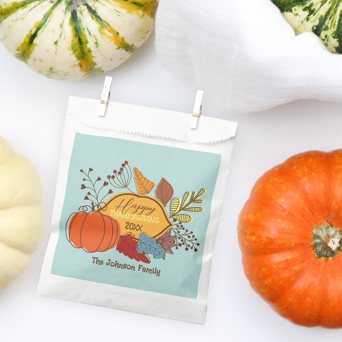 Fall_Themed Leaves Berries Pumpkin Thanksgiving  Favor Bag