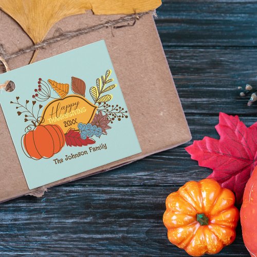 Fall_Themed Leaves Berries Pumpkin Thanksgiving  Favor Tags