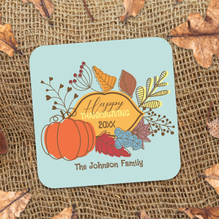 Fall-Themed Leaves Berries Pumpkin Thanksgiving 