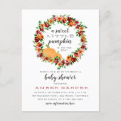 Fall Themed Sweet Little Pumpkin Baby Shower Invitation Postcard (Front)
