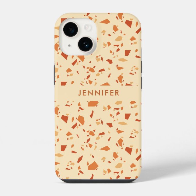 Fall Themed Terrazzo Pattern Personalized Iphone Case (Back)
