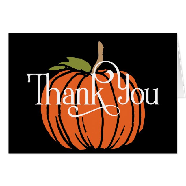 Fall Themed Thank You with Big Orange Pumpkin Cards (Front Horizontal)