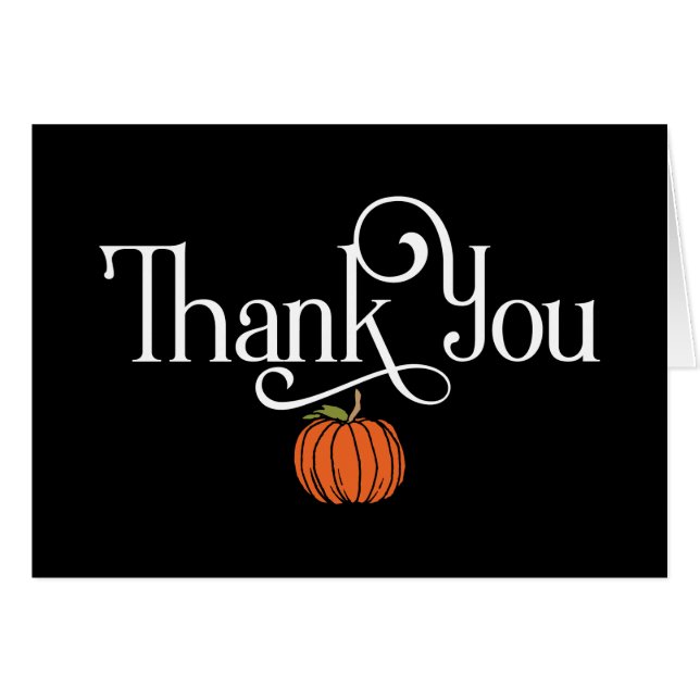Fall Themed Thank You with Small Orange Pumpkin (Front Horizontal)