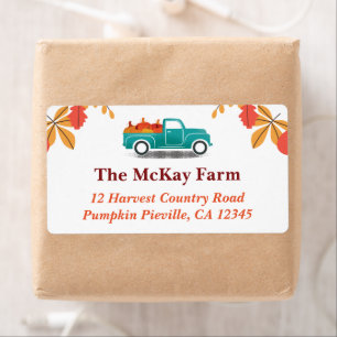 Fall Themed Vintage Truck Return Address Label