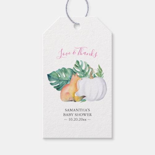 Fall Themed Watercolor White Pumpkin Gift Tags