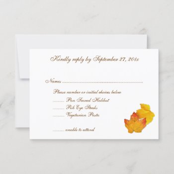 Fall Themed Wedding Menu List Rsvp Cards by fallcolors at Zazzle