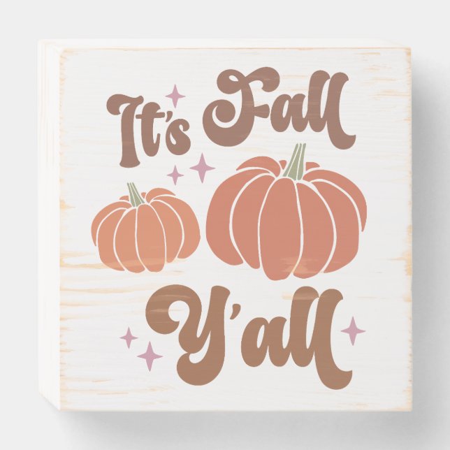 Fall-Themed Wooden Wall Sign "It's Fall Y'all" (Front Horizontal)