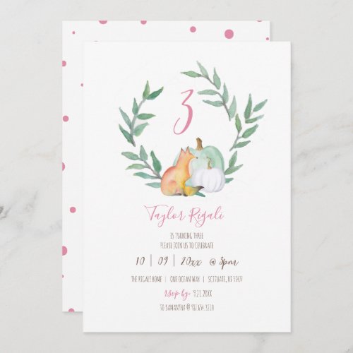 Fall Themed Woodland Birthday Party Invitation