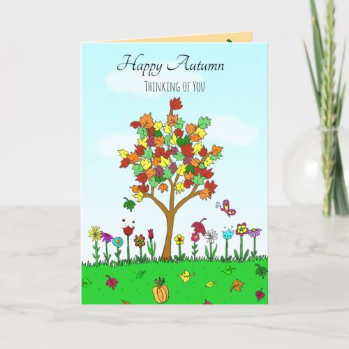 Fall Thinking of You Autumn Leaves Lets Catch Up Card