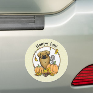 Fall Tibetan Spaniel (Brown) Dog Pumpkins Cute Car Magnet