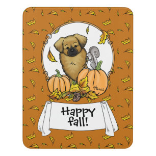 Fall Tibetan Spaniel (Brown) Dog Pumpkins Cute Door Sign
