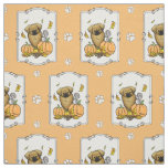 Fall Tibetan Spaniel (Brown) Dog Pumpkins Cute Fabric