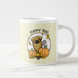 Fall Tibetan Spaniel (Brown) Dog Pumpkins Cute Giant Coffee Mug