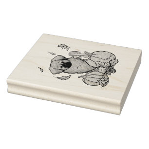 Fall Tibetan Spaniel (Brown) Dog Pumpkins Cute Rubber Stamp