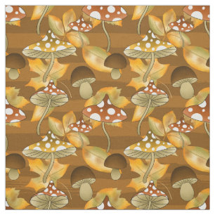 fall tiled mushroom pattern fabric