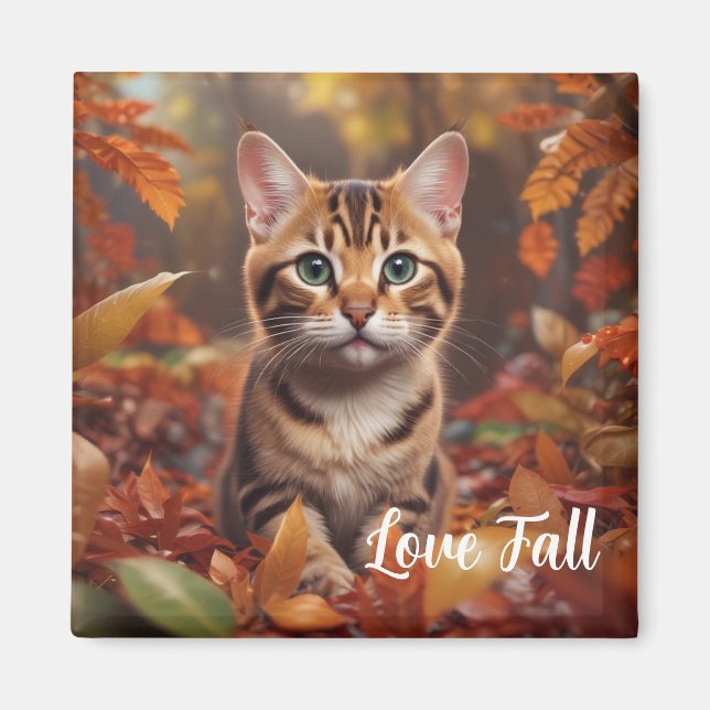 Fall Time Cat Magnet (Front)
