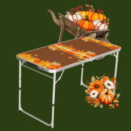 Fall Time Colors and Pumpkins Beer Pong Table