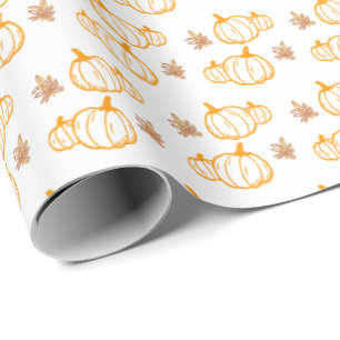Fall time Fun Pumpkins and Leaves Wrapping Paper