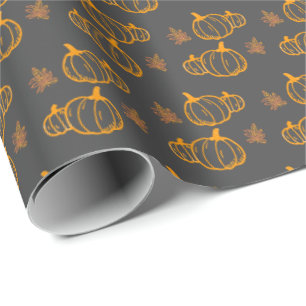Fall time Fun Pumpkins and Leaves Wrapping Paper