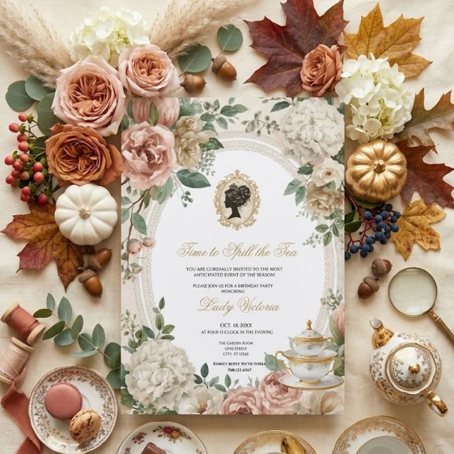 Fall Time to Spill the Tea Bridal Shower Invitation (Creator Uploaded)