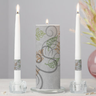 Fall Time Windy Leaves Unity Candle Set
