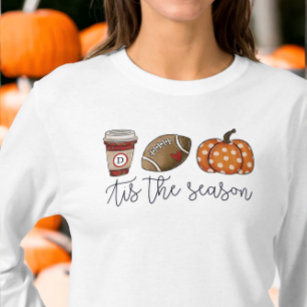 Fall Tis the Season Custom Coffee Football Pumpkin T-Shirt