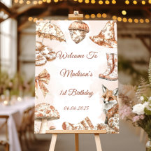Fall Toile De Jouy Woodland Birthday Welcome Sign