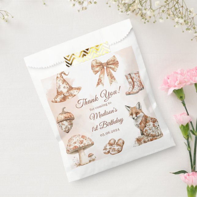 Fall Toile De Jouy Woodland Theme Birthday Party Favor Bag (Sealed)