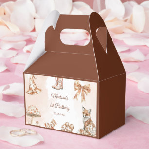 Fall Toile De Jouy Woodland Theme Birthday Party Favor Boxes