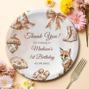 Fall Toile De Jouy Woodland Theme Birthday Party Paper Plates