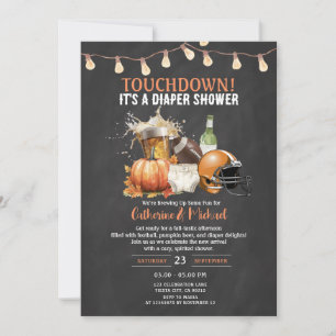 Fall Touchdown it's a diaper Baby shower Beer Invitation