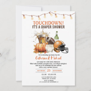 Fall Touchdown it's a diaper Baby shower Beer Invitation