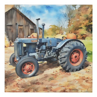 Fall Tractor Faux Canvas Print