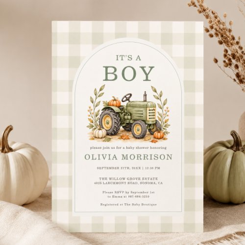 Fall Fall Tractor Terracotta baby shower invitation