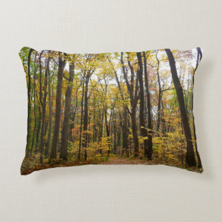 Fall Trail and Golden Leaves at Laurel Hill Park Accent Pillow
