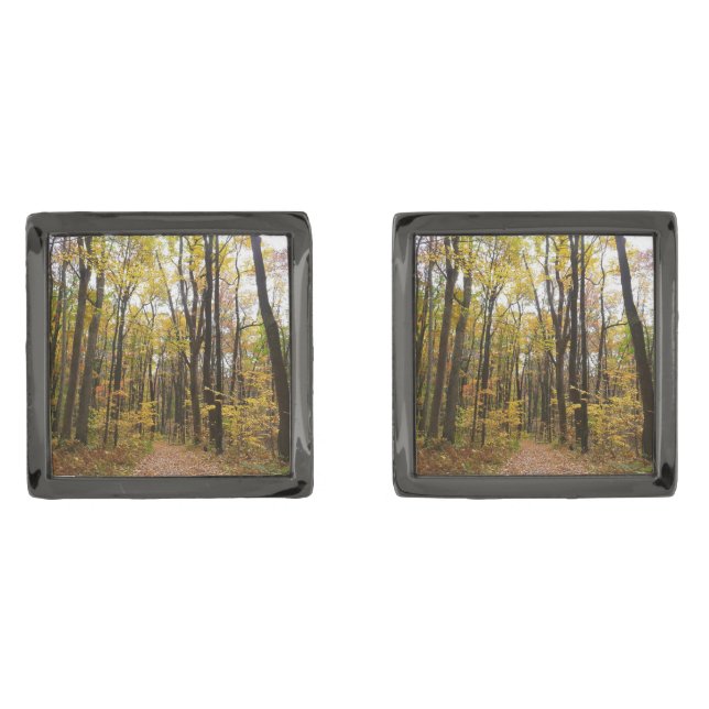 Fall Trail and Golden Leaves at Laurel Hill Park Cufflinks (Front)