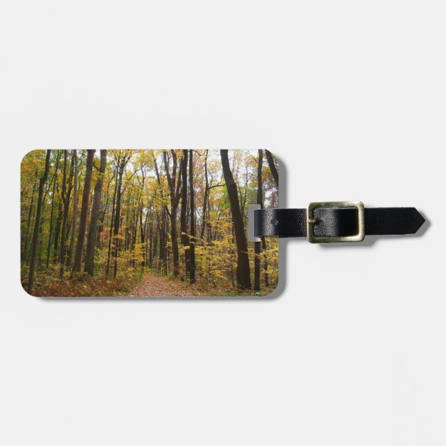 Fall Trail and Golden Leaves at Laurel Hill Park Luggage Tag (Front Horizontal)