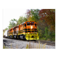 Fall Train in Color Postcard