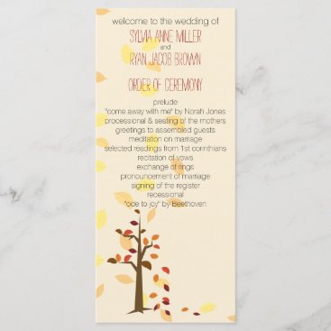 fall tree, autumn brown leaves  wedding program