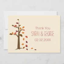 fall tree, autumn wedding Thank You cards