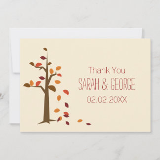 fall tree, autumn wedding Thank You cards
