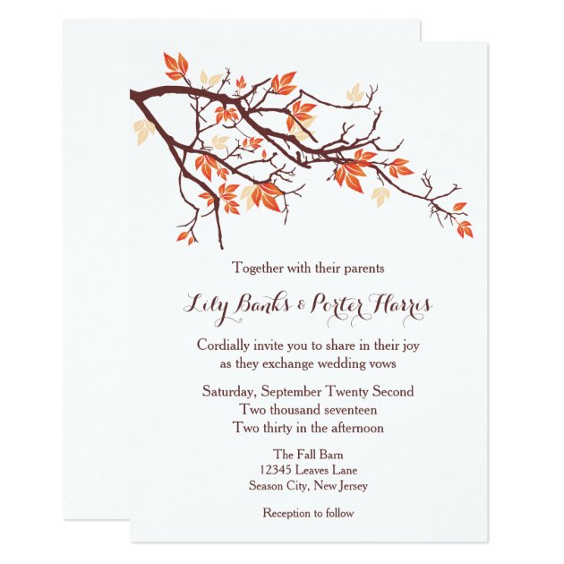 Fall Tree Branch Wedding Invitation