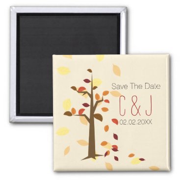 fall tree,  brown leaves save the date magnets