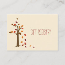 Fall tree,  fall wedding gift registry enclosure card