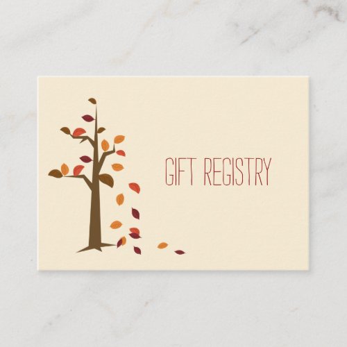 Fall tree  fall wedding gift registry enclosure card